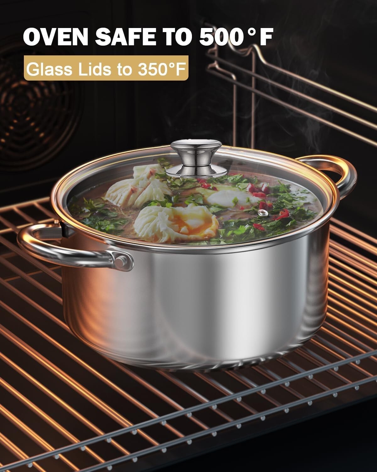 Heavy-Duty Stainless Steel 4-Piece 8 Quart Multipots for Culinary Excellence