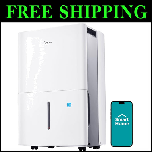 Sleek 50 Pint Dehumidifier for 4,500 Sq. Ft. - Smart Control & Quiet Performance