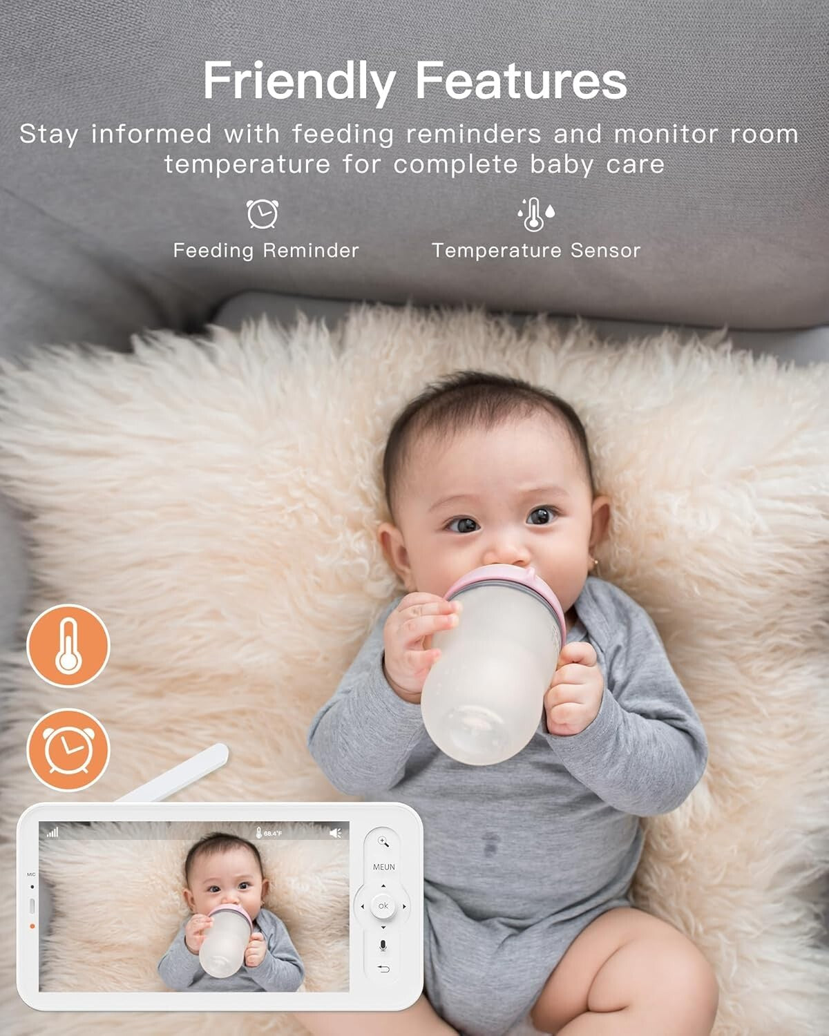 1080P Video Baby Monitor - 5-Inch Smart Camera with Two-Way Audio & Night Vision