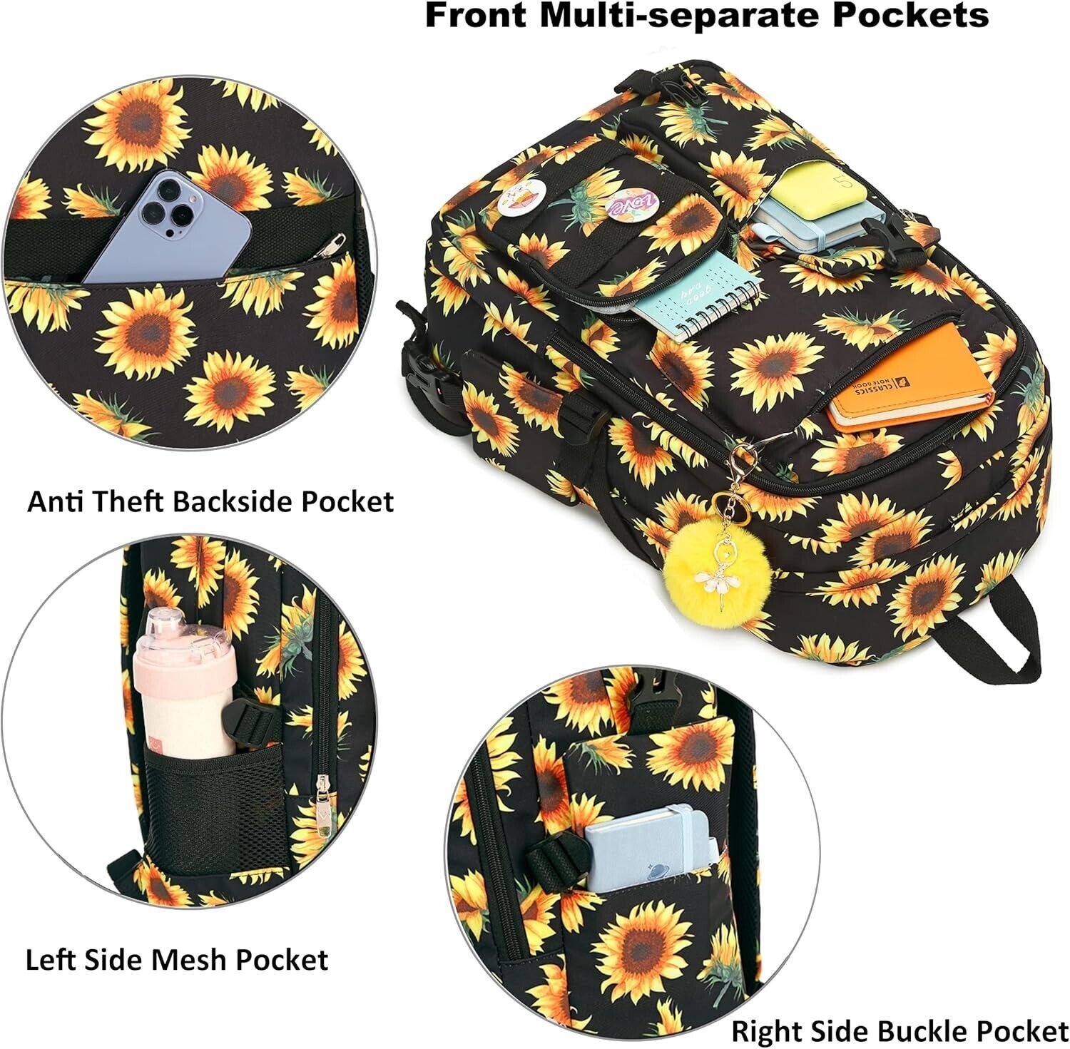 Cute 3-Piece 15.6 Inch Laptop Backpack Set for Teens - Stylish & Functional