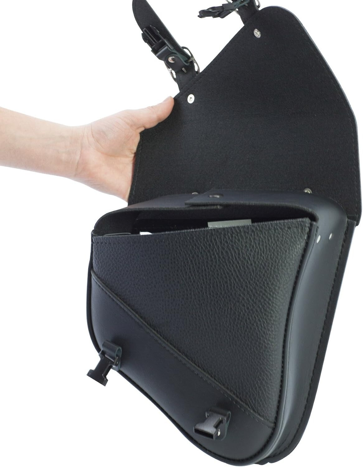 Lightweight Rigid ABS Back Motorcycle Swingarm Bag - Fits Harley & Yamaha Models