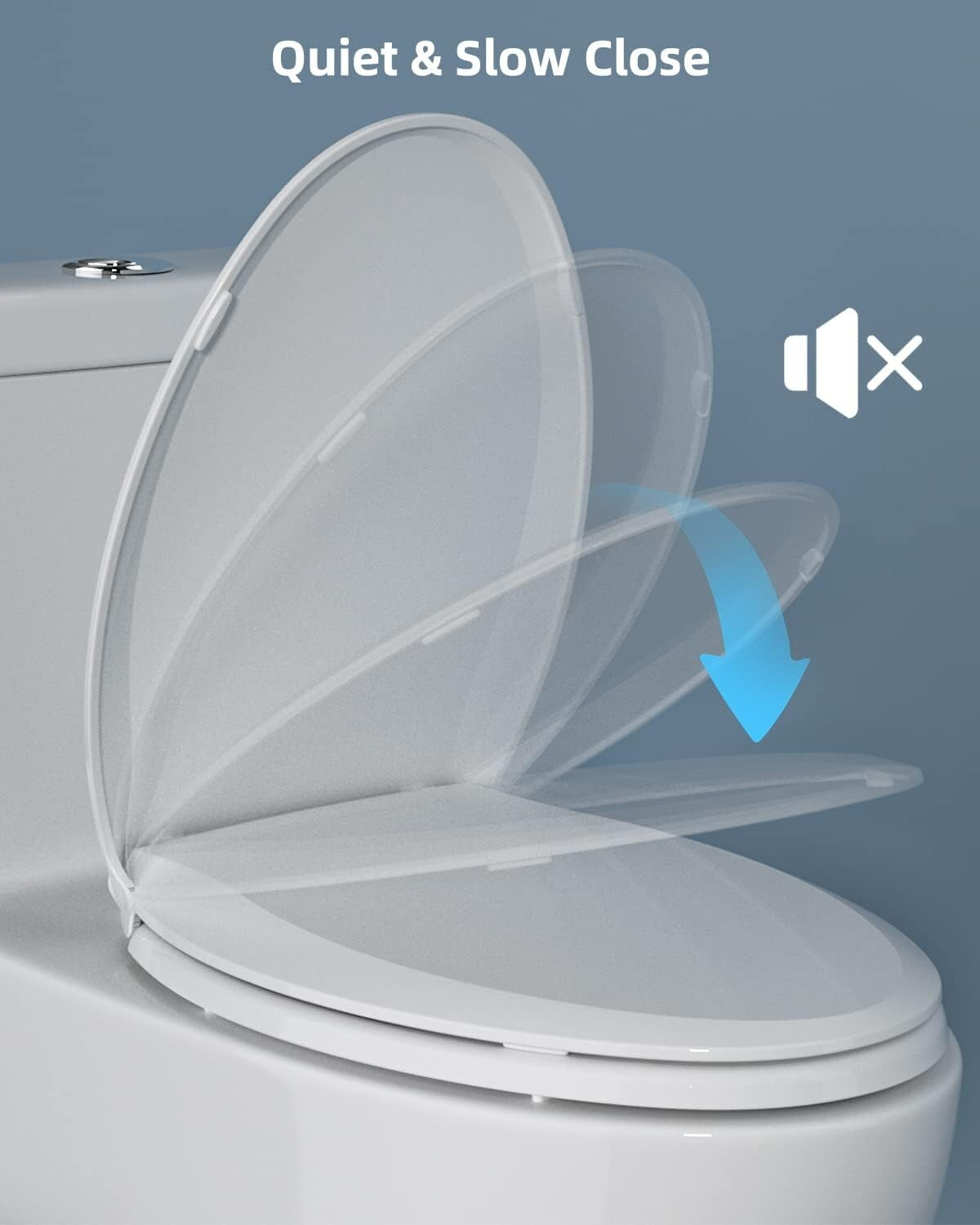 Durable Elongated Toilet Seat - Soft Close, Easy Install, and Non-Slip Bumpers