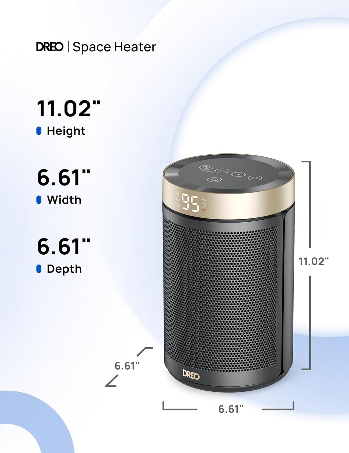 Elegant Gold Tower Space Heater with Remote Control and 5 Modes for Every Room