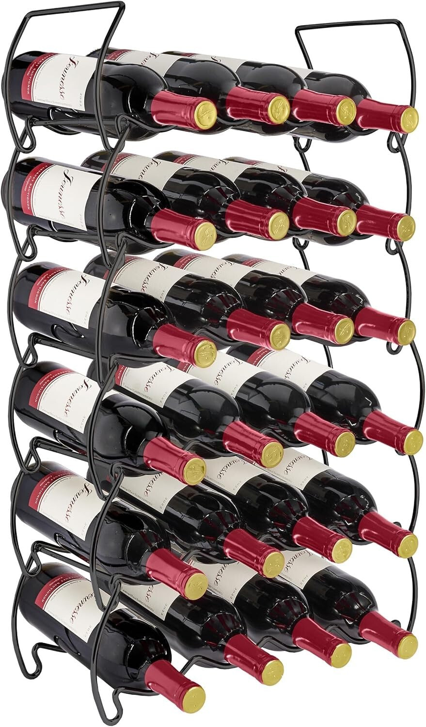 Durable 6-Tier Stackable Wine Rack for Kitchen, Bar: 24 Bottle Capacity