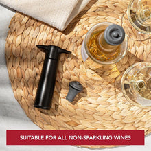 Load image into Gallery viewer, Black Wine Saver Pump with 11 Reusable Stoppers - Easy-to-Use Preservation