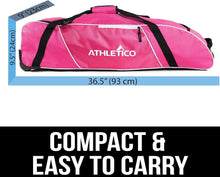 Load image into Gallery viewer, Rugged Wheeled Bat Bag for Baseball &amp; Softball Gear - Lightweight &amp; Stylish Pink