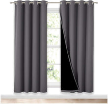Load image into Gallery viewer, Grey Full Shade Drapes – Pack of 2 Blackout Noise Blocking Panels, 52" x 72"