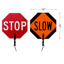Load image into Gallery viewer, Lightweight 18” STOP-SLOW Paddle Sign with Ergonomic Handle for Traffic Safety