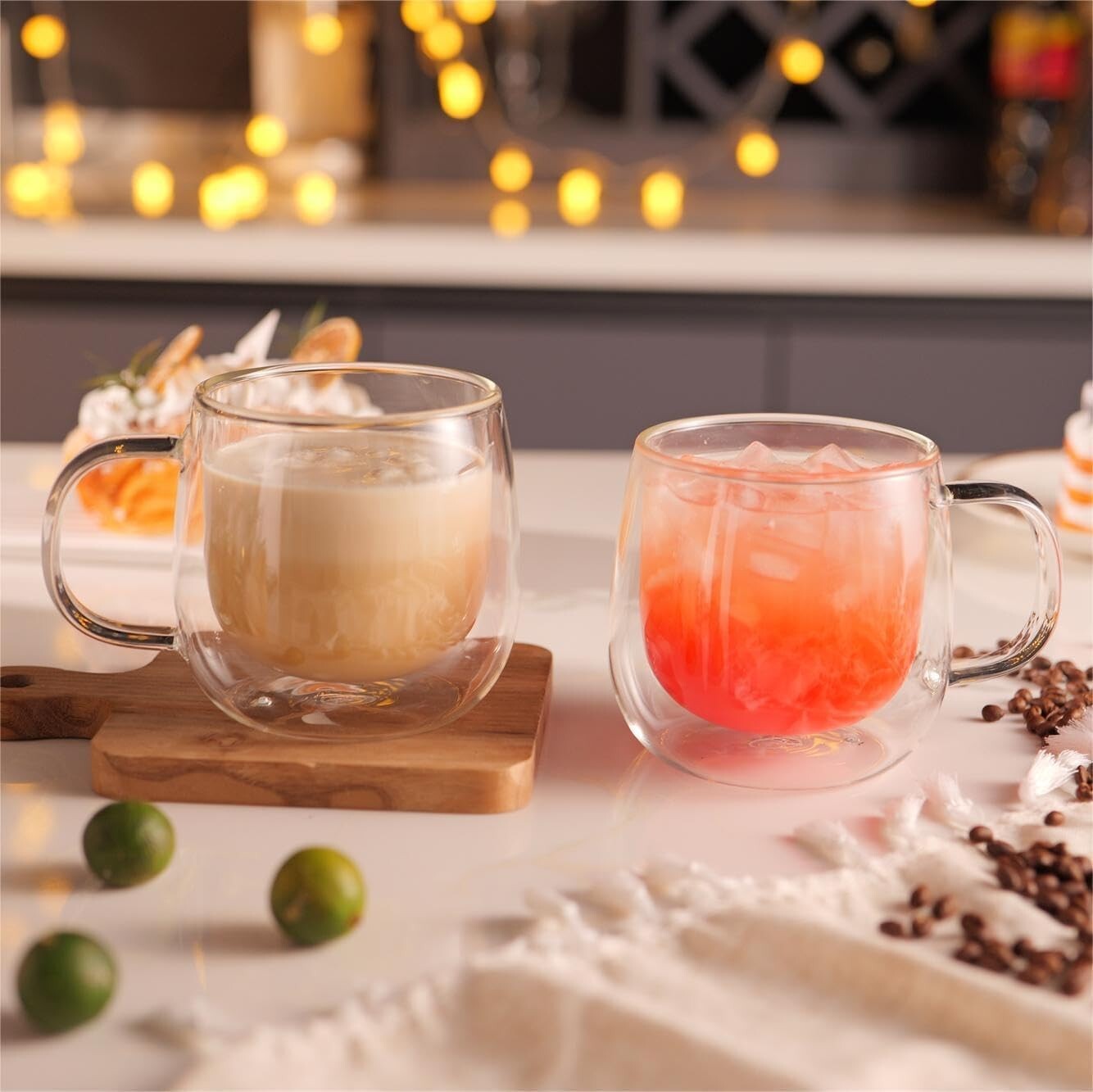 Lightweight & Durable Double Wall Coffee Mugs - 10oz Borosilicate Glass (4-Pack)