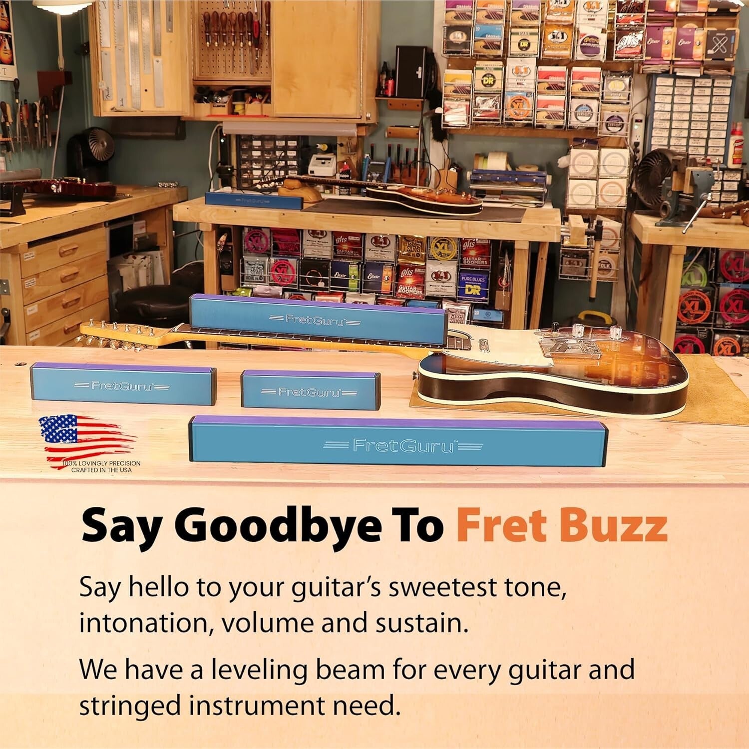 Professional 10" Fret Leveling Beam Tool for Guitar & Short Scale Instruments