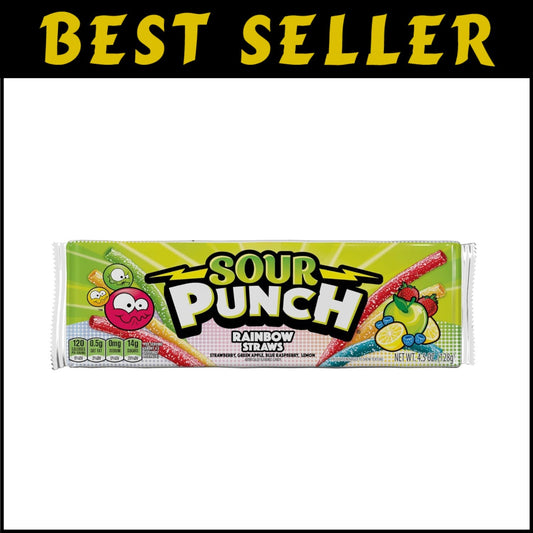 Colorful Assorted Rainbow Straws - 4 Flavors of Chewy Sweet & Sour Candy