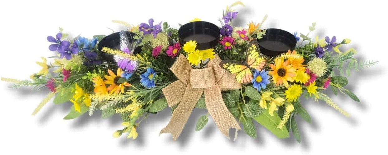 Versatile 3-Wick Candle Holder in Floral Design - Ideal for Spring Celebrations