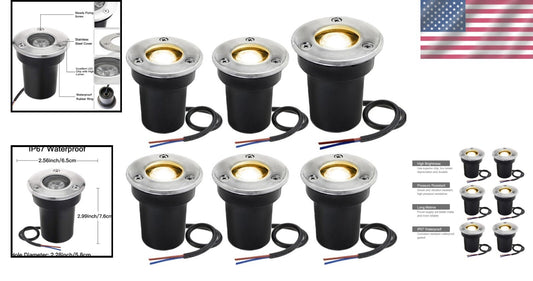 Efficient LED In-Ground Landscape Lights - 12V Waterproof 6 Pack for Outdoor Use