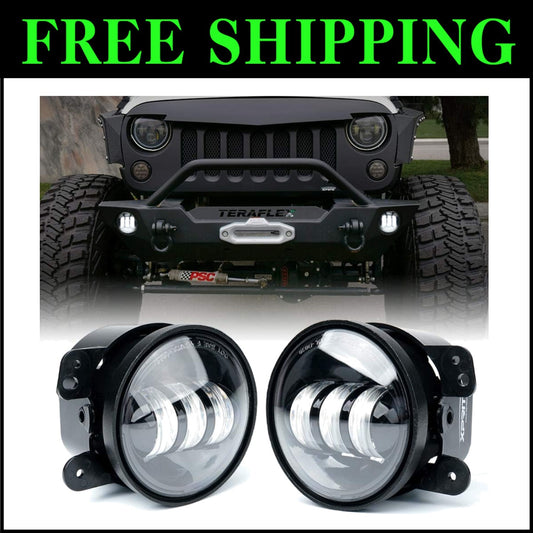 Waterproof 60W LED Fog Lamps for 2007-2018 Jeep Wrangler JK - Bright 6000K Light