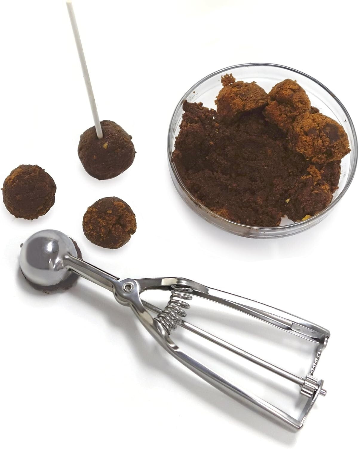 Set of 3 Elegant Stainless Steel Cookie Scoops - Perfect for Ice Cream & More