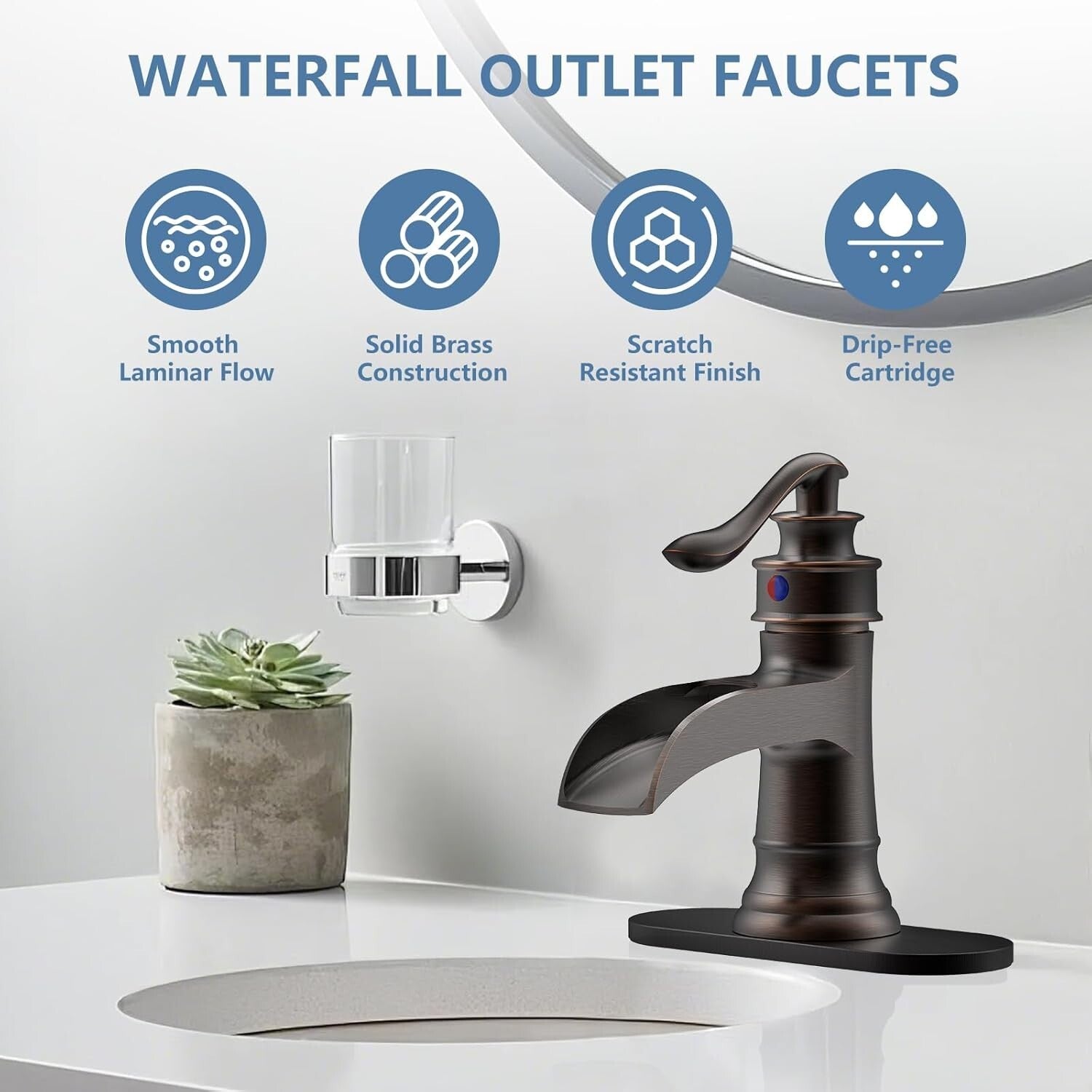 Commercial-Grade Waterfall Faucet with Lever Handle in Oil Rubbed Bronze Finish