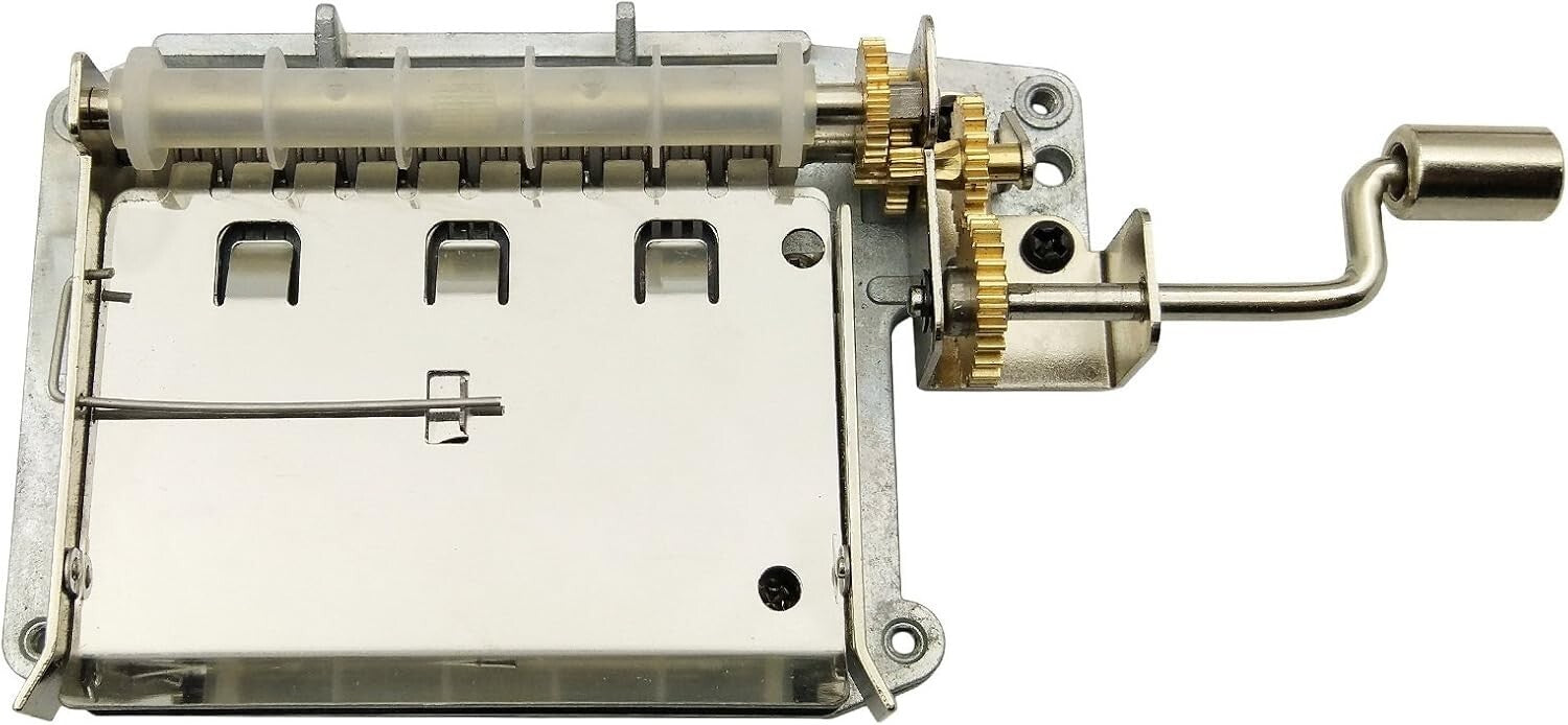 Hand Crank 30 Note Music Box Movement with Copper Gear - Perfect for DIY Lovers