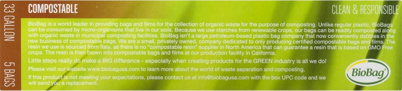 60 Count Green 33 Gallon Certified Compostable Bags for Lawn and Leaf Waste