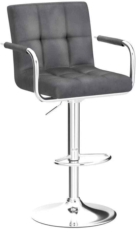 Set of 2 Elegant Velvet Swivel Bar Stools with Adjustable Height - Modern Design