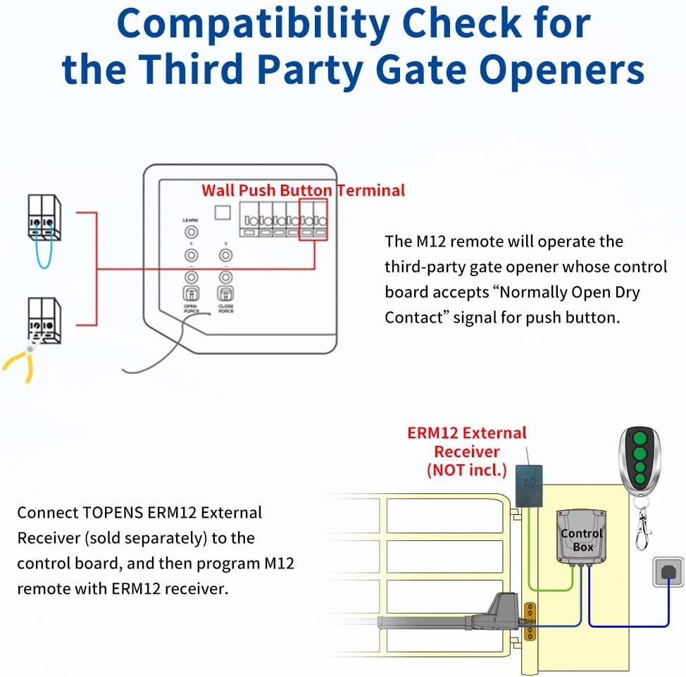 Ergonomic 4-Button Gate Remote Controller - 65ft Range - 2-Pack Security Fobs