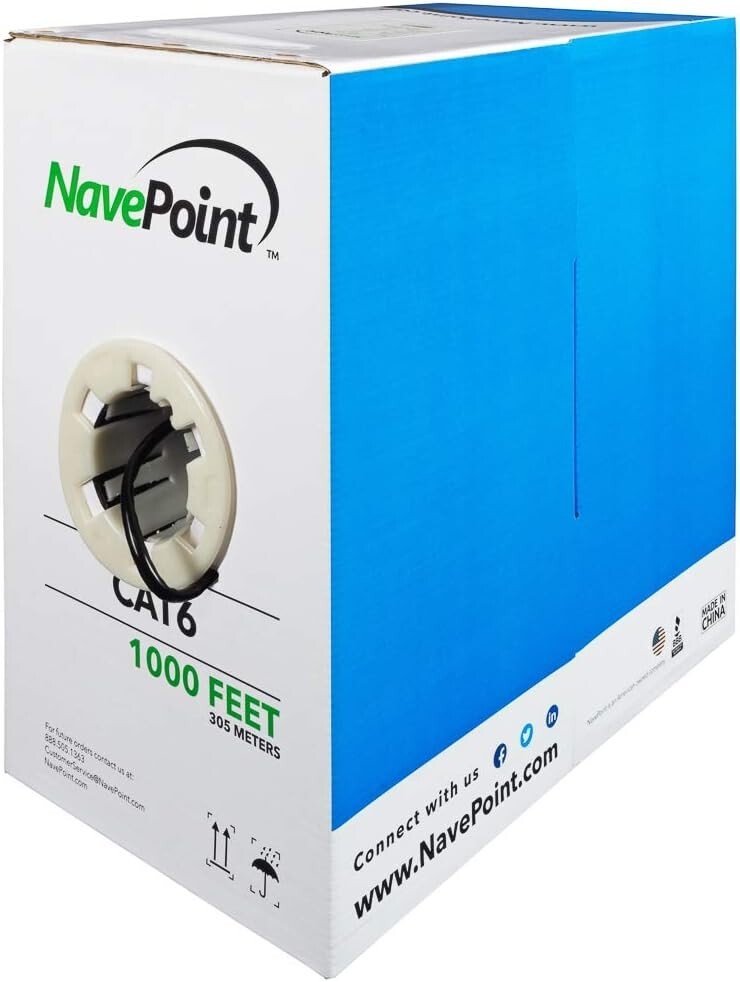 High-Speed 1000ft Cat6 Ethernet Cable - 550MHz, CCA Conductors for Home Use