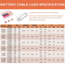 Load image into Gallery viewer, Heavy-Duty 296PCS Copper Wire Lugs &amp; Shrink Tubing - AWG 8-1/0 with FLARED Ends