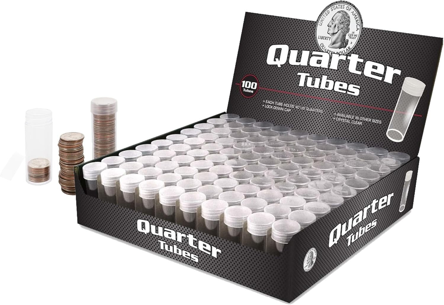 Crystal Clear Coin Holders with Airtight Caps - Perfect for Quarter Storage