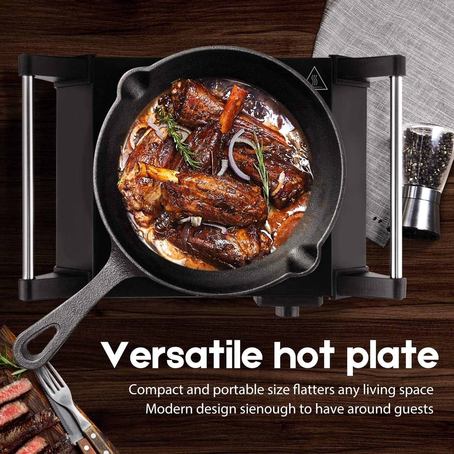 Lightweight Stainless Steel Hot Plate - Perfect for Travel & Everyday Cooking