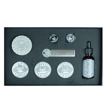 Load image into Gallery viewer, Sophisticated Platinum Mustache Wax Kit with Refillable Inserts &amp; Grooming Tools