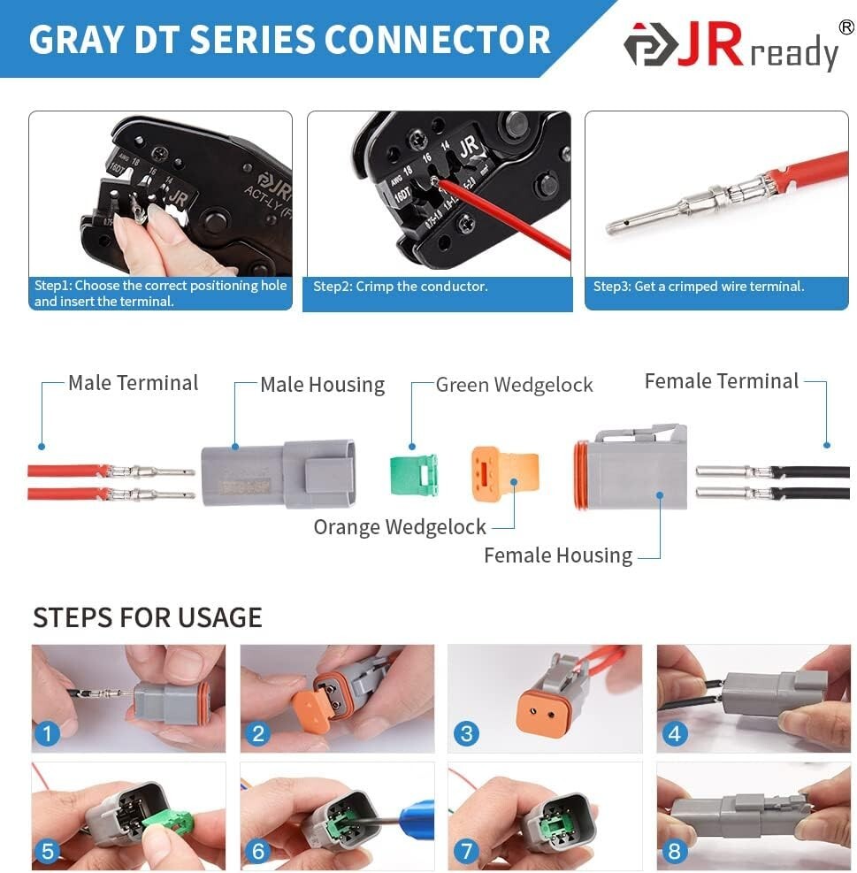 604PCS DT Deutsch Connector Kit - Versatile 2 to 12 Pin, AWG 14-18
