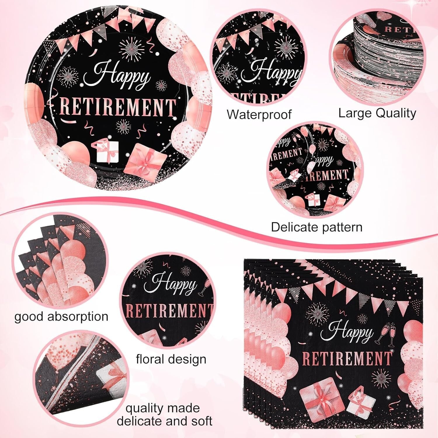 Sophisticated 452-Piece Rose Gold Party Supplies: Celebrate Retirement in Style