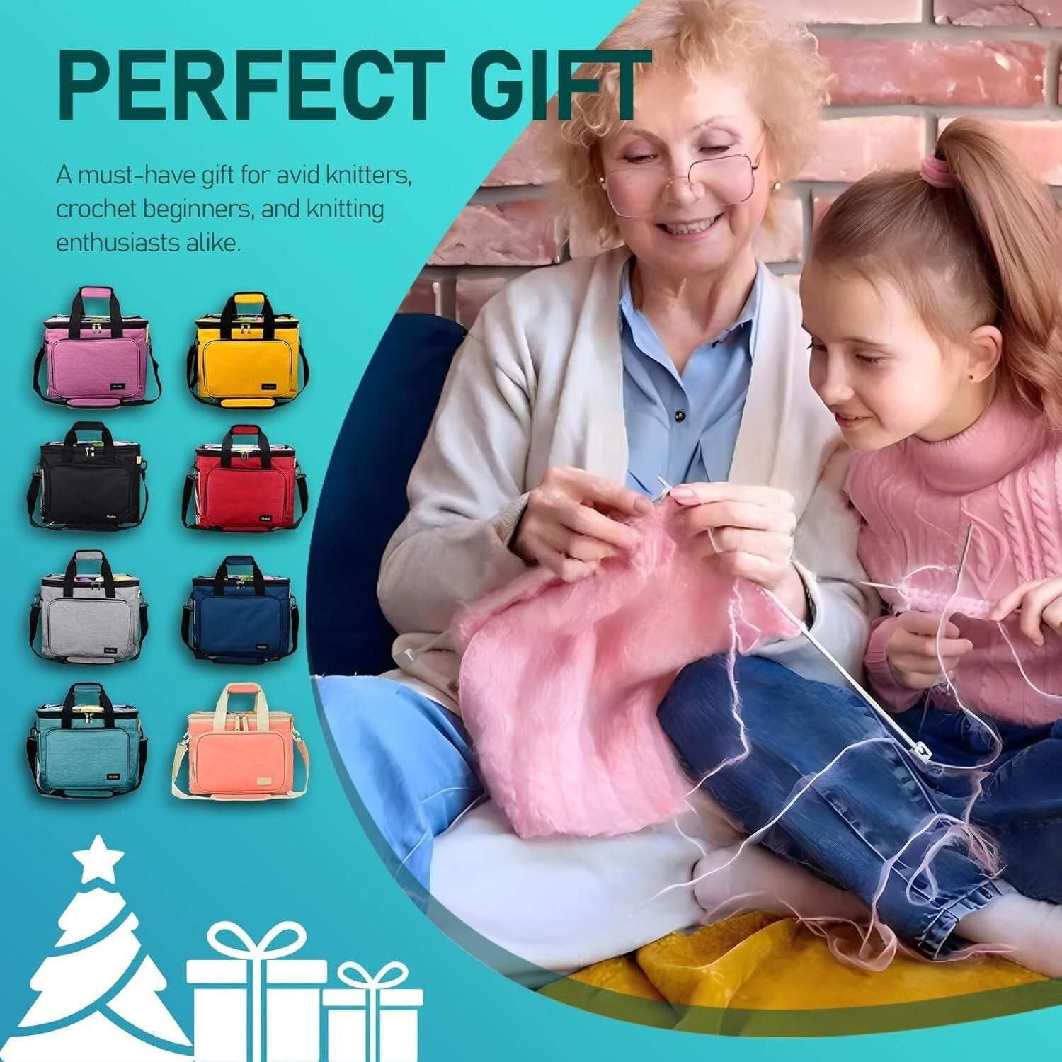 Portable Knitting Tote with Inner Divider and Flexible PVC - Ideal for Crafters