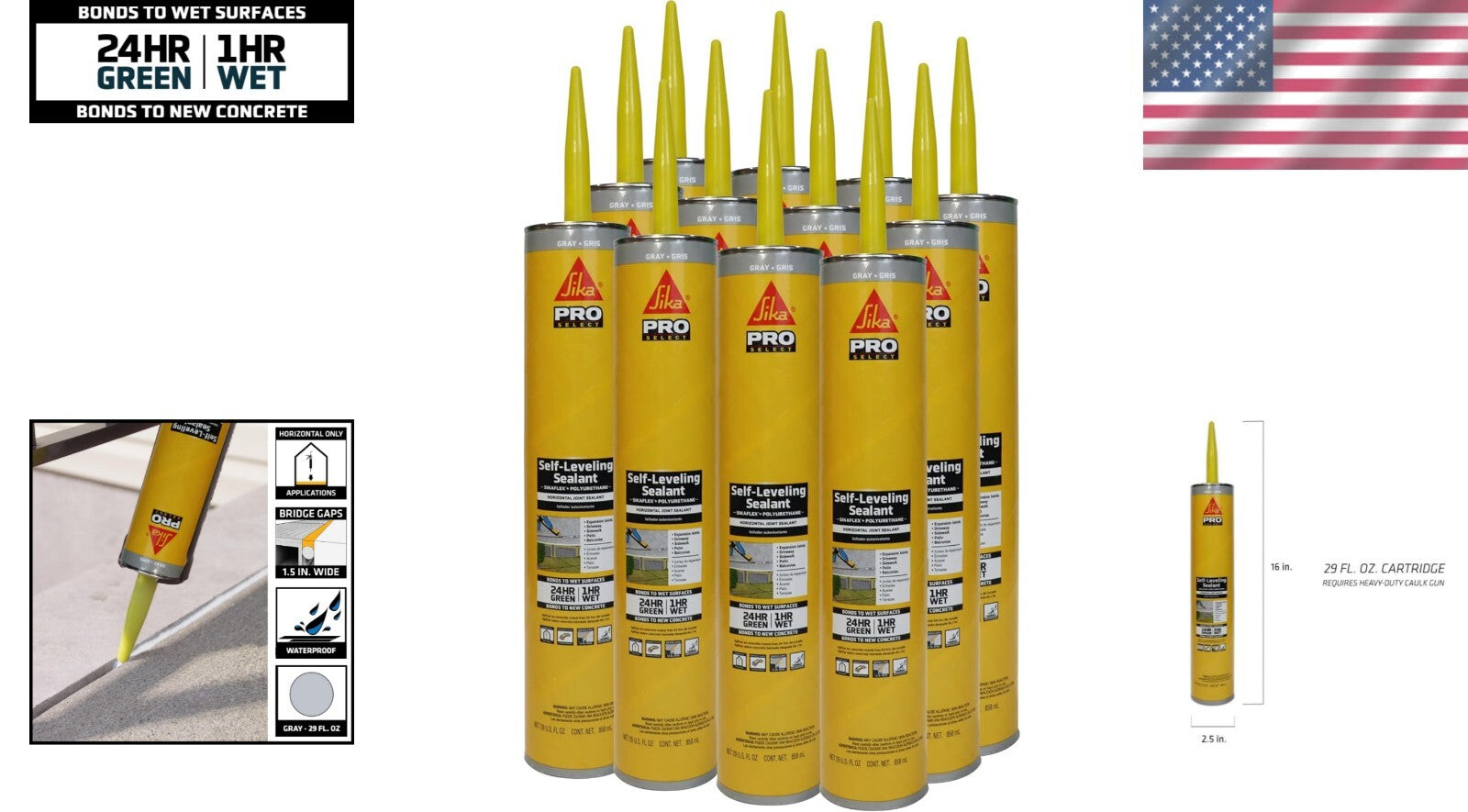 29 Oz Gray Waterproof Self-Leveling Sealant - 12 Pack for Indoor/Outdoor Use