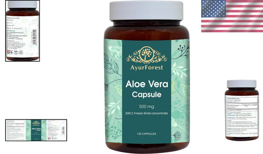 Natural Aloe Vera Health Capsules 120 Count - Digestive Aid & Skin Booster