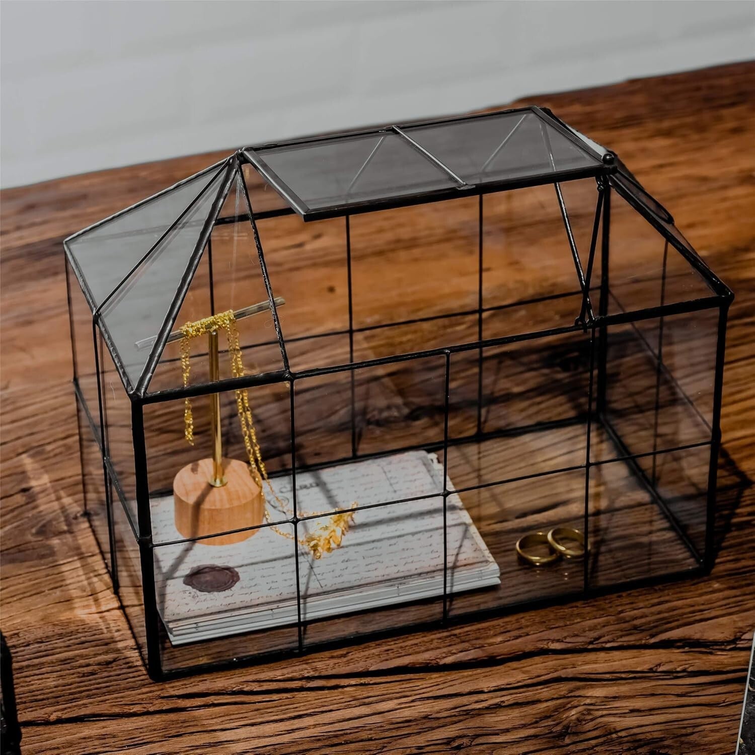 9.84 x 5.31 x 7.87 Black Glass Terrarium - Perfect for Indoor Cacti & Succulents