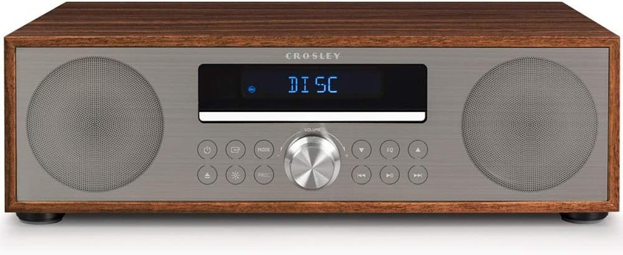 Elegant Walnut-Finished Fleetwood Bluetooth FM Clock Radio with USB & CD Player