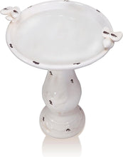 Load image into Gallery viewer, 25" Antique Ceramic Birdbath with Bird Figurines - Rustic Outdoor Décor