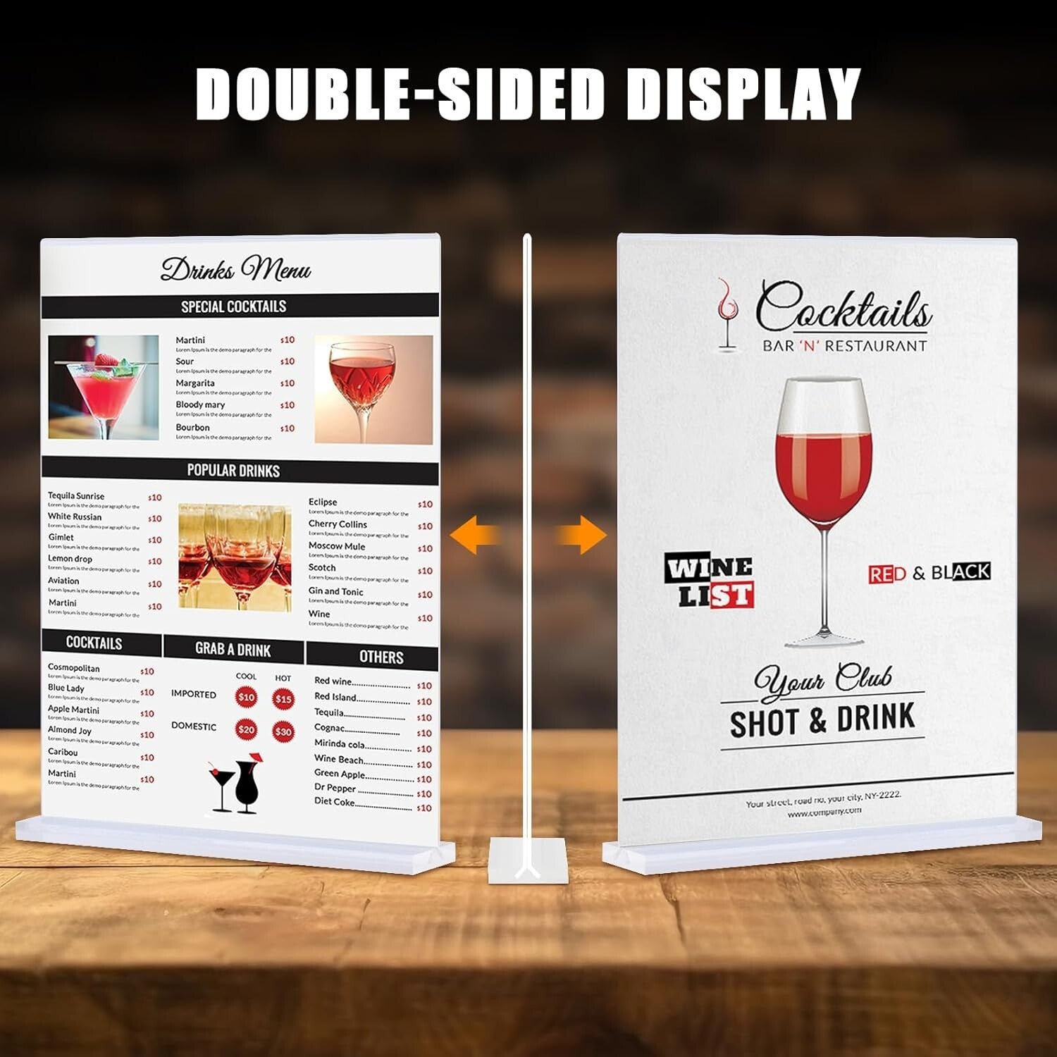 T-Shape Acrylic Stand 12-Pack for Menus & Flyers - Versatile Clear Displays