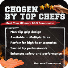 Load image into Gallery viewer, XL Heat Resistant Silicone BBQ Gloves - 12" Grilling Mitts with Recipe Bonuses