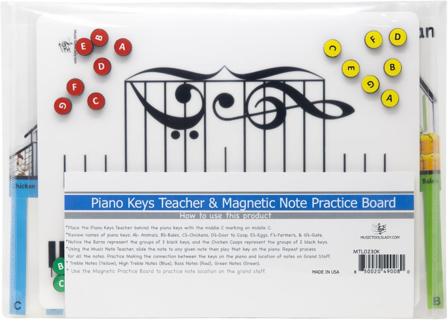 Reusable Piano Teaching Aids with Magnetic Board & Music Note Stickers for Kids
