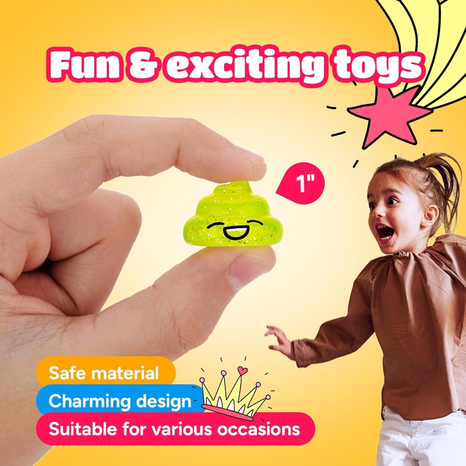Vibrant 100pc Unicorn Poop Glitter Emoji Toys - Fun Party Supplies