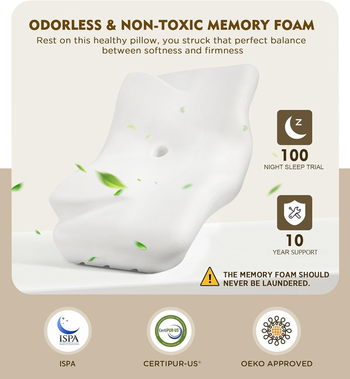 Adjustable Cervical Memory Foam Pillow for Neck Pain Relief & Cooling Comfort