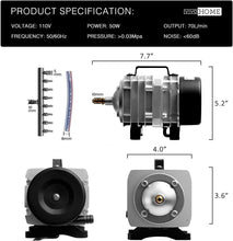 Load image into Gallery viewer, Durable 50W Electromagnetic Air Pump - 8 Outlets for Fish Tanks &amp; Hydroponics