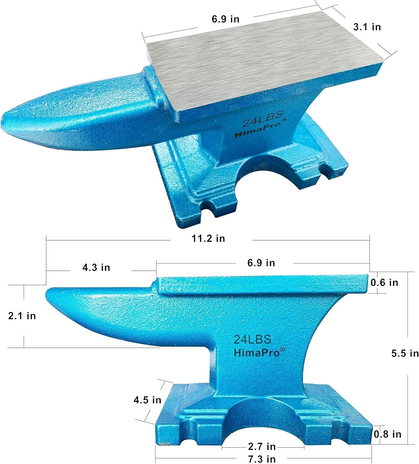 Heavy-Duty 24 lbs Cast Iron Anvil - Ideal for Blacksmithing & Jewelry Making