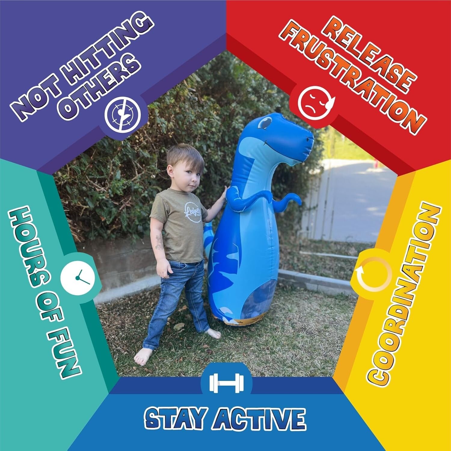 Bounce-Back Action Dinosaur Punching Bag - Kids' 47-Inch Fun Toy for All Parties