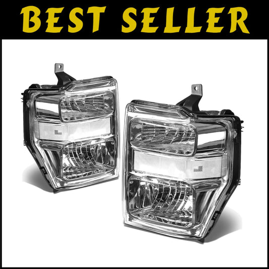 High Beam Chrome Headlights for 08-10 F-450 / F-550 Super Duty Trucks - Easy Fit