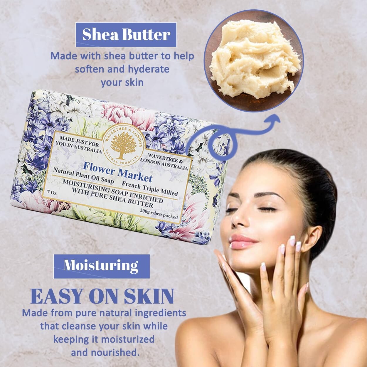 Elegant 8-Pack Natural Soap Bars with Shea Butter - French Triple Milled Quality