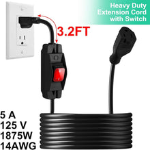 Load image into Gallery viewer, Flexible 25 Ft Heavy Duty Extension Cord with Waterproof Switch for Outdoors