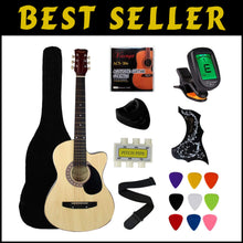 Load image into Gallery viewer, Beginner-Friendly 38" Acoustic Guitar Package - Complete with Gig Bag &amp; Picks
