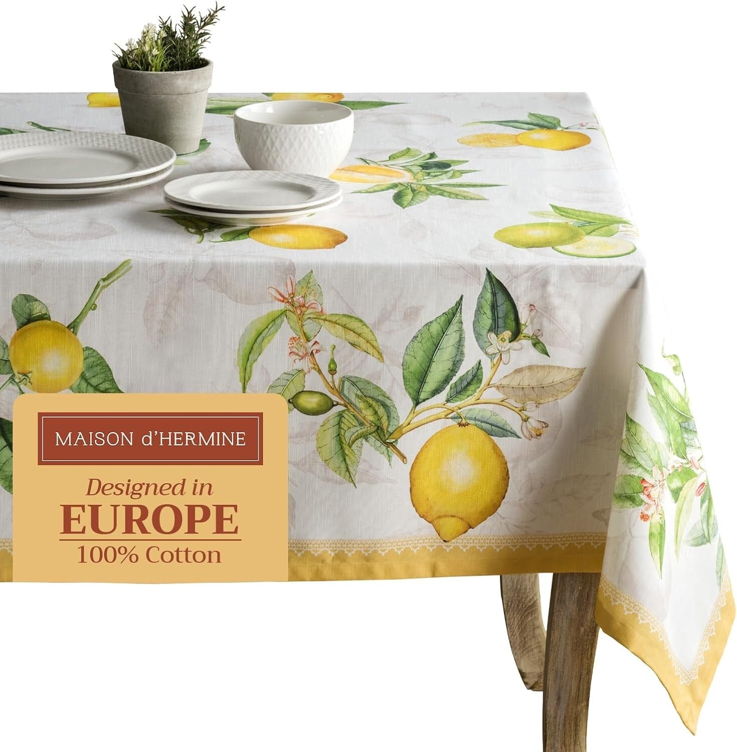 Elegant Leaf Pattern Tablecloth 60" x 120" in Limoncello – Perfect for Events
